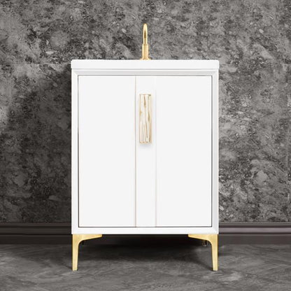 Linkasink - Tuxedo With 8 Inch White Tiger Prism Artisan Glass Hardware 24 Inch Wide White Vanity