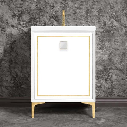 Linkasink - Linea With 3 Inch White Prism Artisan Glass Hardware 24 Inch Wide White Vanity