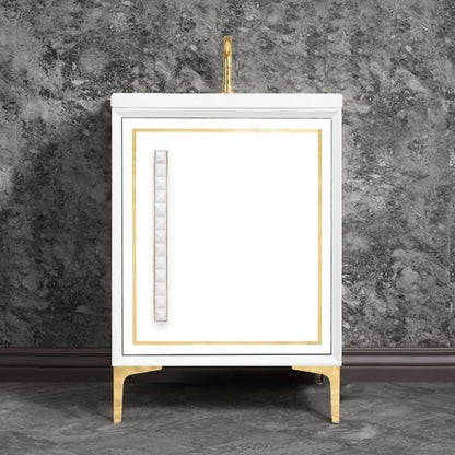 Linkasink - Linea With 18 Inch White Pyramid Artisan Glass Hardware 24 Inch Wide White Vanity