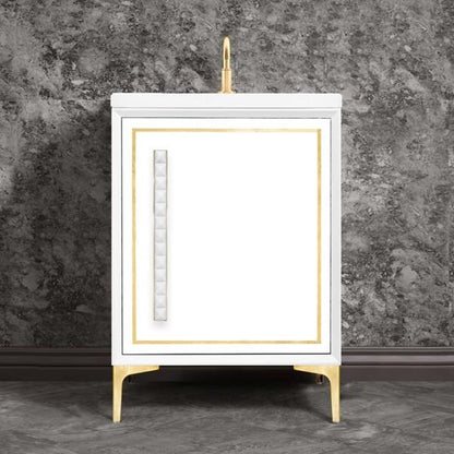 Linkasink - Linea With 18 Inch White Pyramid Artisan Glass Hardware 24 Inch Wide White Vanity
