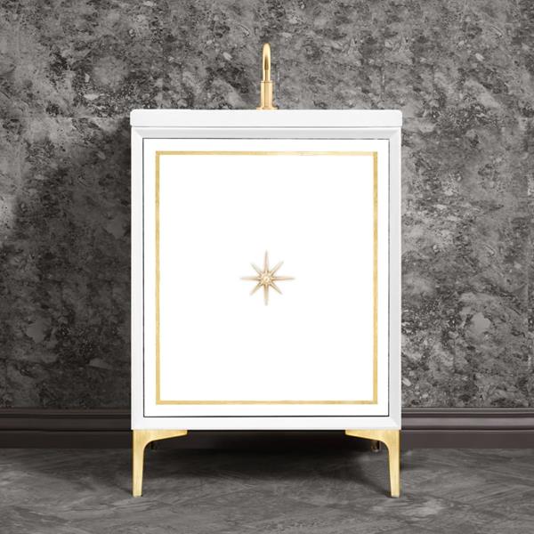 Linkasink - Linea With Star Hardware 24 Inch Wide White Vanity