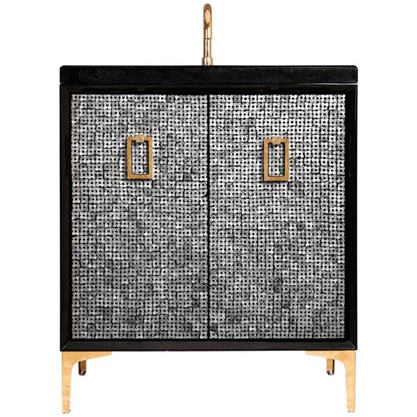 Linkasink - Mother Of Pearl With Coach Pull 30 Inch Wide Black Vanity