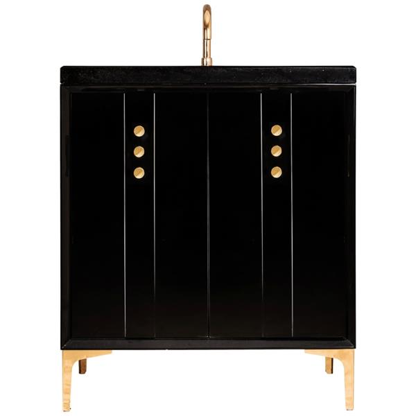 Linkasink - Tuxedo With Buttons 30 Inch Wide Black Vanity