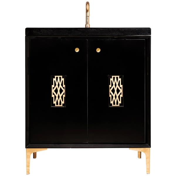 Linkasink - Frame With Deco Grate 30 Inch Wide Black Vanity