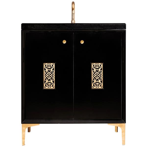 Linkasink - Frame With Filigree Grate 30 Inch Wide Black Vanity
