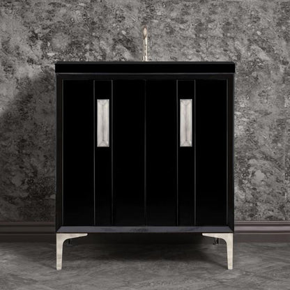 Linkasink - Tuxedo With 8 Inch Eglomise Prism Artisan Glass Hardware 30 Inch Wide Black Vanity