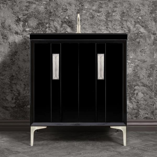 Linkasink - Tuxedo With 8 Inch Eglomise Prism Artisan Glass Hardware 30 Inch Wide Black Vanity