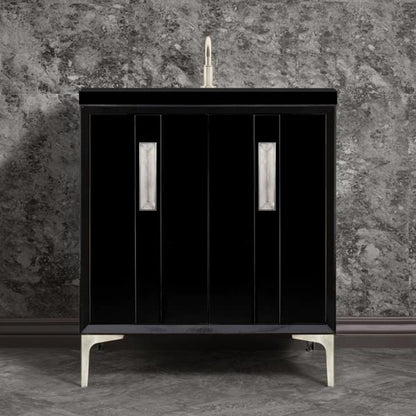 Linkasink - Tuxedo With 8 Inch Eglomise Prism Artisan Glass Hardware 30 Inch Wide Black Vanity