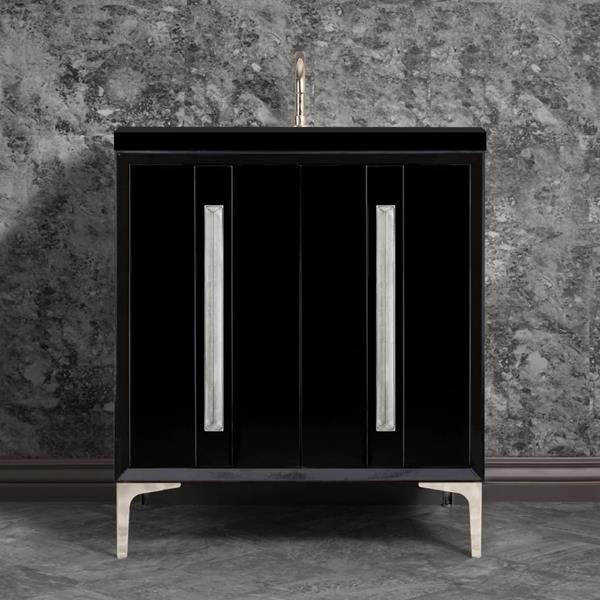 Linkasink - Tuxedo With 18 Inch Eglomise Prism Artisan Glass Hardware 30 Inch Wide Black Vanity