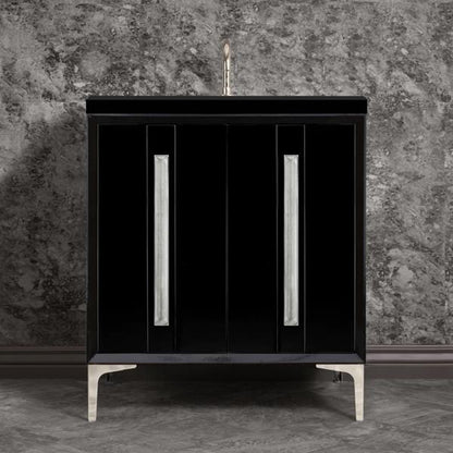 Linkasink - Tuxedo With 18 Inch Eglomise Prism Artisan Glass Hardware 30 Inch Wide Black Vanity