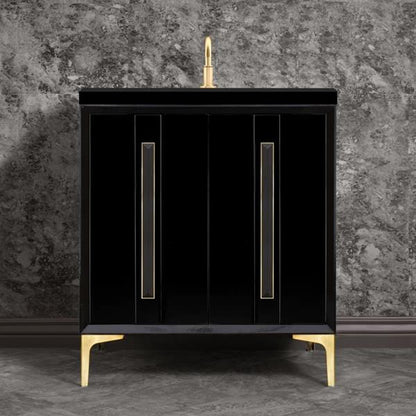 Linkasink - Tuxedo With 18 Inch Black Artisan Glass Prism Hardware 30 Inch Wide Black Vanity