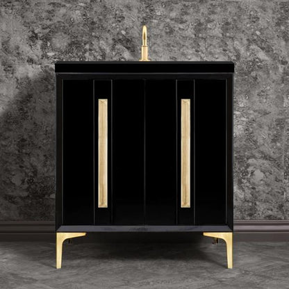 Linkasink - Tuxedo With 18 Inch Eglomise Prism Artisan Glass Hardware 30 Inch Wide Black Vanity