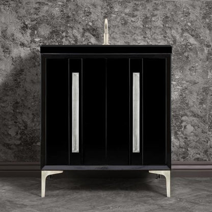 Linkasink - Tuxedo With 18 Inch Eglomise Prism Artisan Glass Hardware 30 Inch Wide Black Vanity