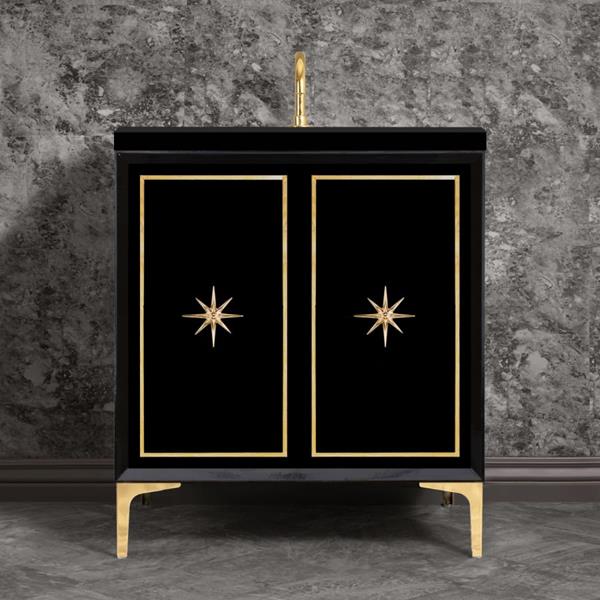 Linkasink - Linea With Star Hardware 30 Inch Wide Black Vanity