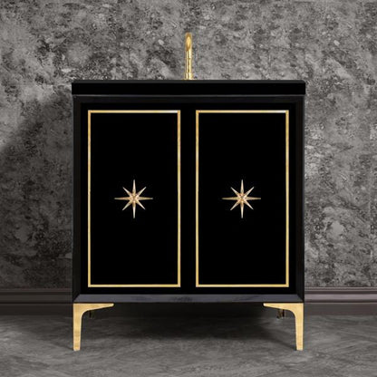 Linkasink - Linea With Star Hardware 30 Inch Wide Black Vanity