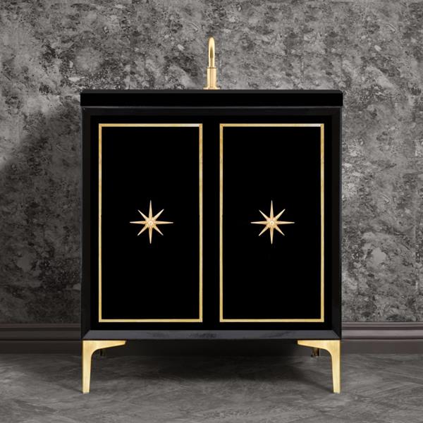 Linkasink - Linea With Star Hardware 30 Inch Wide Black Vanity