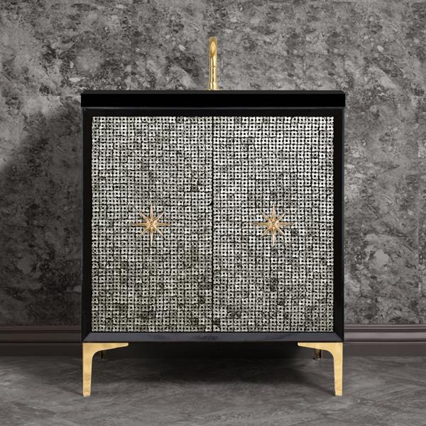 Linkasink - Mother Of Pearl With Star Hardware 30 Inch Wide Black Vanity