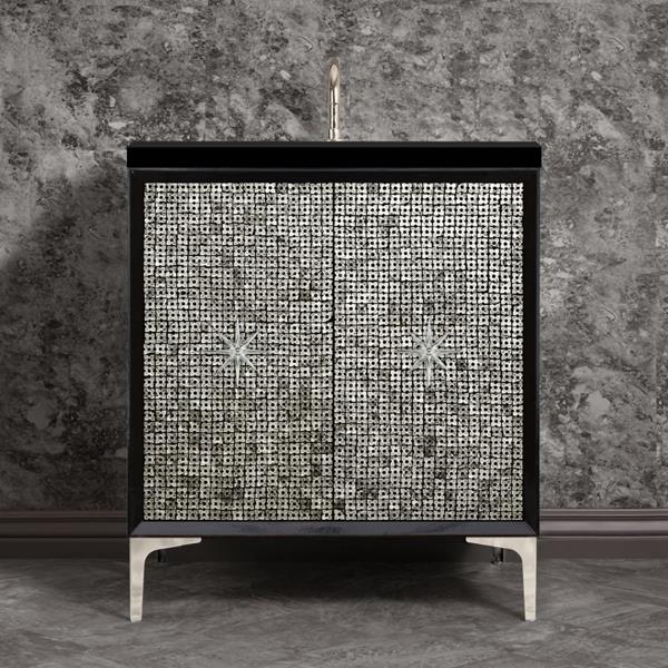 Linkasink - Mother Of Pearl With Star Hardware 30 Inch Wide Black Vanity