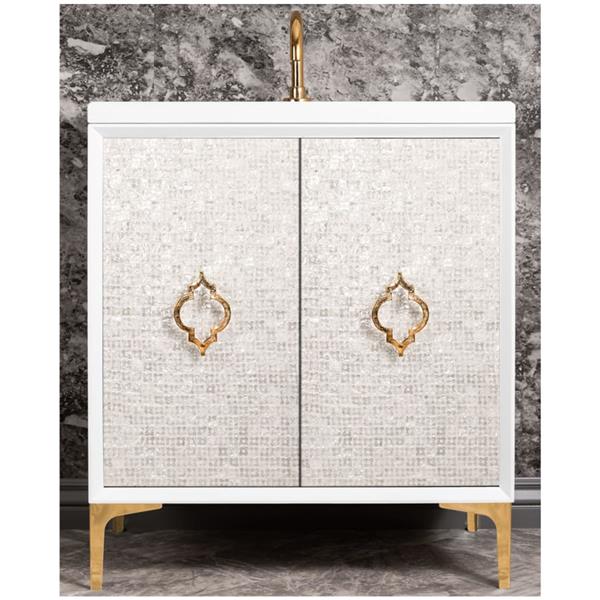 Linkasink - Mother Of Pearl With Arabesque Pull 30 Inch Wide White Vanity