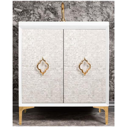 Linkasink - Mother Of Pearl With Arabesque Pull 30 Inch Wide White Vanity