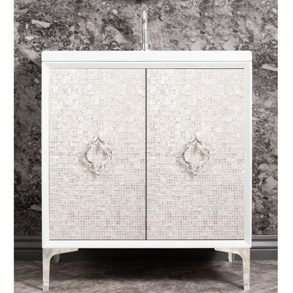 Linkasink - Mother Of Pearl With Arabesque Pull 30 Inch Wide White Vanity