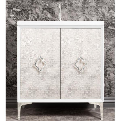 Linkasink - Mother Of Pearl With Arabesque Pull 30 Inch Wide White Vanity