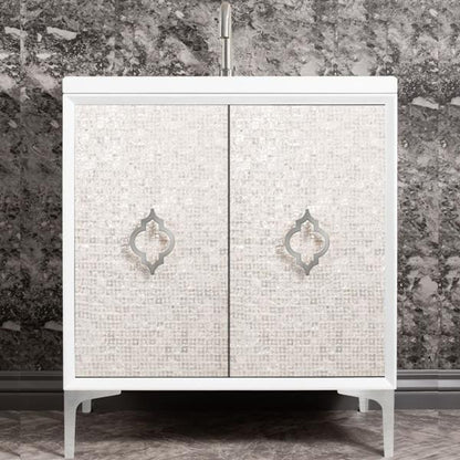 Linkasink - Mother Of Pearl With Arabesque Pull 30 Inch Wide White Vanity