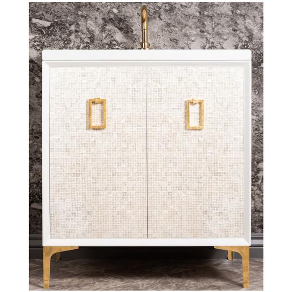 Linkasink - Mother Of Pearl With Coach Pull 30 Inch Wide White Vanity