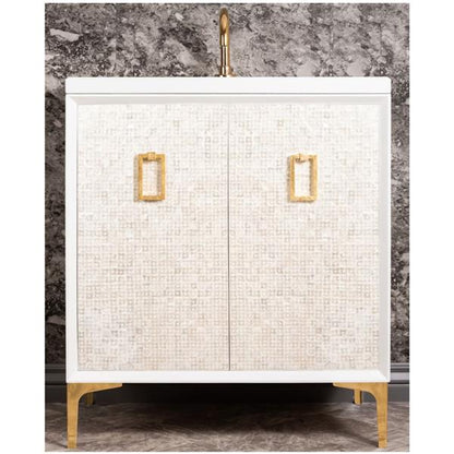 Linkasink - Mother Of Pearl With Coach Pull 30 Inch Wide White Vanity