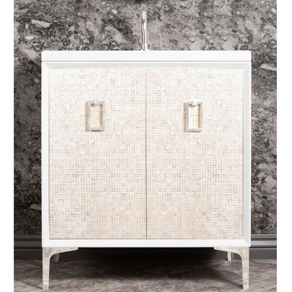 Linkasink - Mother Of Pearl With Coach Pull 30 Inch Wide White Vanity