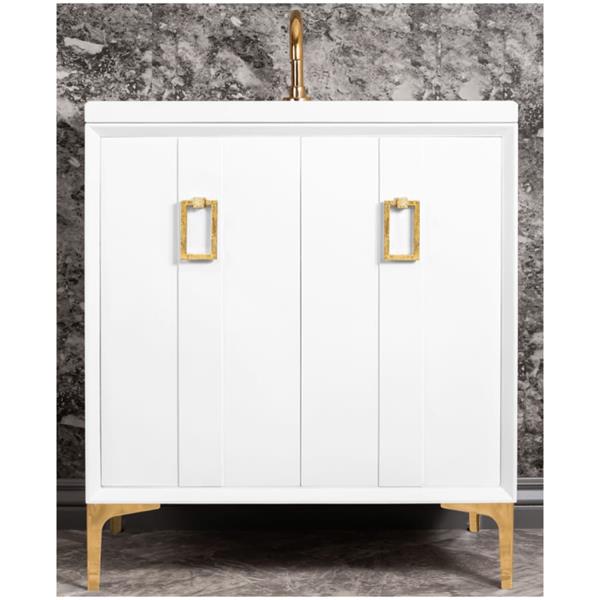 Linkasink - Tuxedo With Coach Pull 30 Inch Wide White Vanity