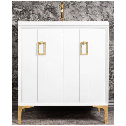 Linkasink - Tuxedo With Coach Pull 30 Inch Wide White Vanity
