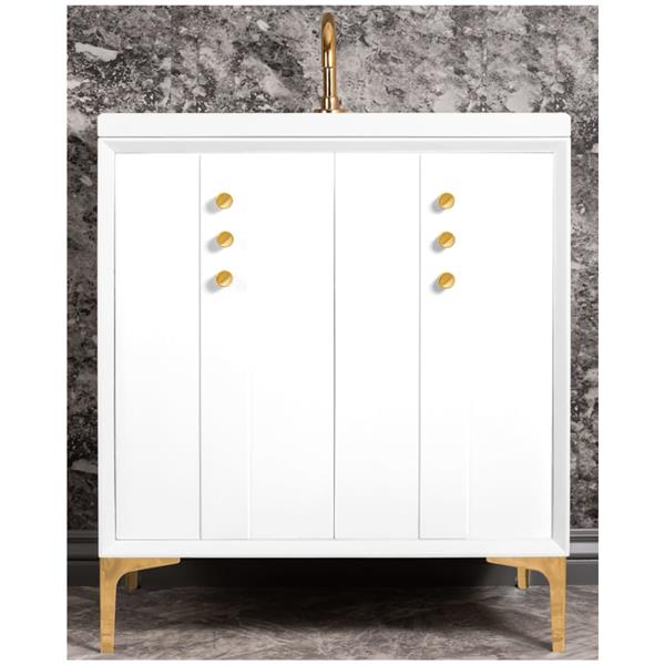 Linkasink - Tuxedo With Buttons 30 Inch Wide White Vanity