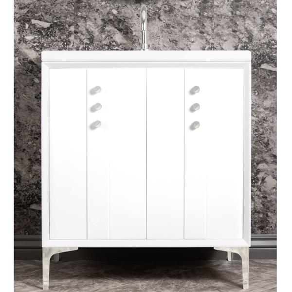 Linkasink - Tuxedo With Buttons 30 Inch Wide White Vanity