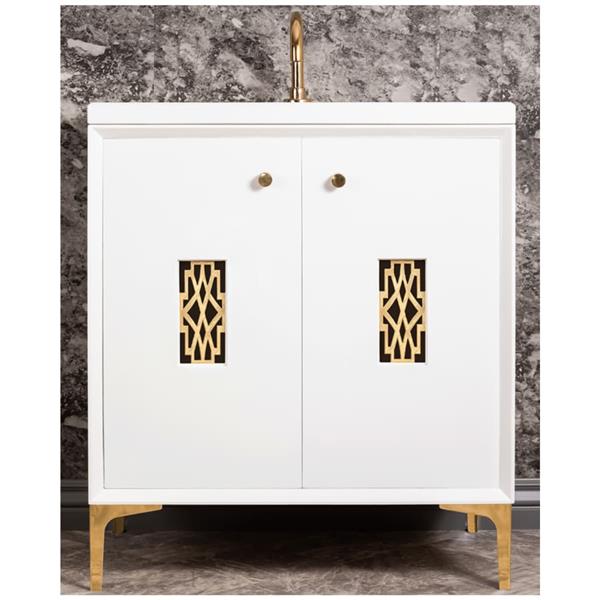 Linkasink - Frame With Deco Grate 30 Inch Wide White Vanity