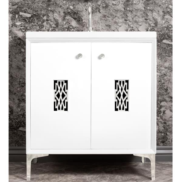 Linkasink - Frame With Deco Grate 30 Inch Wide White Vanity