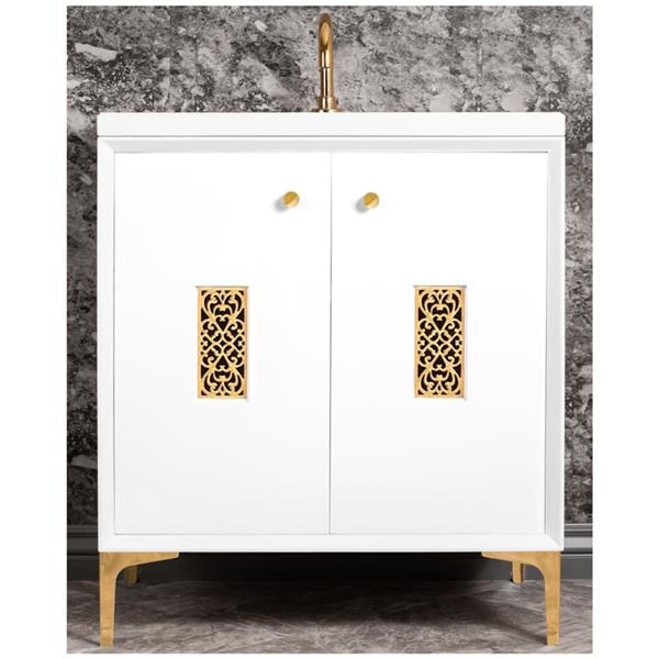 Linkasink - Frame With Filigree Grate 30 Inch Wide White Vanity