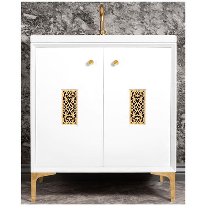Linkasink - Frame With Filigree Grate 30 Inch Wide White Vanity