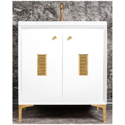 Linkasink - Frame With Louver Grate 30 Inch Wide White Vanity