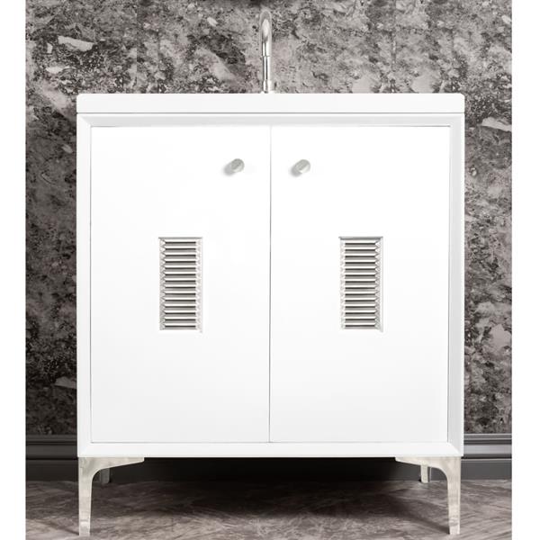 Linkasink - Frame With Louver Grate 30 Inch Wide White Vanity