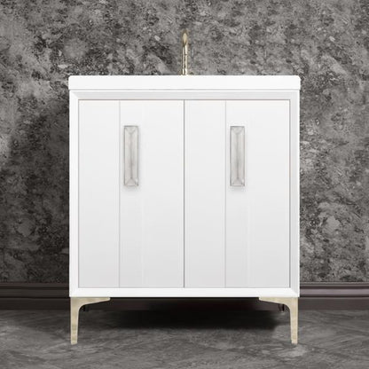 Linkasink - Tuxedo With 8 Inch Eglomise Prism Artisan Glass Hardware 30 Inch Wide White Vanity