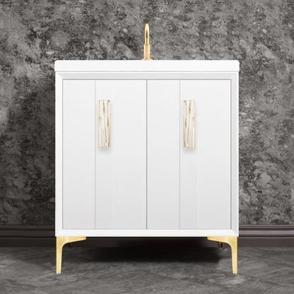 Linkasink - Tuxedo With 8 Inch White White Tiger Prism Artisan Glass Hardware 30 Inch Wide White Vanity