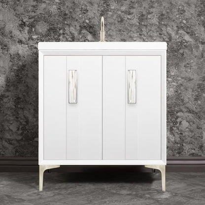 Linkasink - Tuxedo With 8 Inch White White Tiger Prism Artisan Glass Hardware 30 Inch Wide White Vanity
