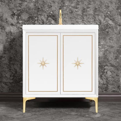 Linkasink - Linea With Star Hardware 30 Inch Wide White Vanity