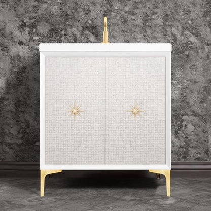 Linkasink - Mother Of Pearl With Star Hardware 30 Inch Wide White Vanity