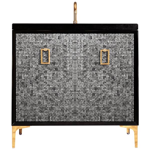 Linkasink - Mother Of Pearl With Coach Pull 36 Inch Wide Black Vanity