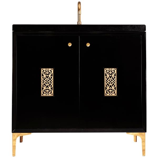 Linkasink - Frame With Filigree Grate 36 Inch Wide Black Vanity