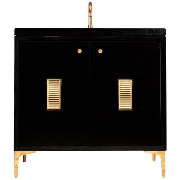 Linkasink - Frame With Louver Grate 36 Inch Wide Black Vanity