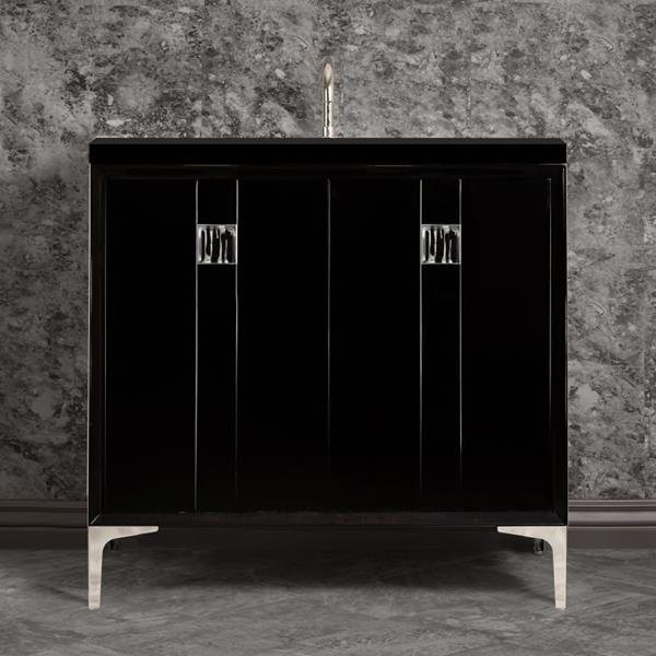 Linkasink - Tuxedo With 3 Inch Black Tiger Prism Artisan Glass Hardware 36 Inch Wide Black Vanity