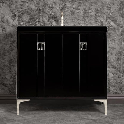 Linkasink - Tuxedo With 3 Inch Black Tiger Prism Artisan Glass Hardware 36 Inch Wide Black Vanity